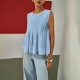 thumbnail image 3 of Womens Summer Pleated Peplum Sleeveless Solid Blouse Tank Tops Round Neck Y4K Babydoll Blouse Cotton Shirt, 3 of 4