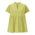 thumbnail image 1 of Vestidos Casuales Para Mujer, Blusas De Mujer De Moda Blusa tipo jersey con cuello en V y mangas cortas de color liso para mujer, 1 of 5