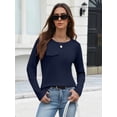thumbnail image 6 of Zeagoo Women's Ribbed Knit Tops Long Sleeve Crew Neck Tees Decorative Pocket Button Shoulder Casual Basic Tee Shirts, 6 of 8