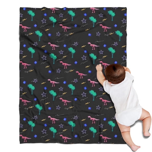 Colorful Dinosaurs Palms Stars Pattern Blanket,Comfortable Soft Lamb Wool Throw Blanket,All Season,Warm Lightweight Blankets for Sofa Bed Couch Living Room Chair,30"x40"