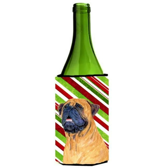Mastiff Candy Cane Holiday Christmas Wine bottle sleeve Hugger - 24 oz.