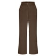thumbnail image 5 of hoksml Women's 2-Piece Blazer Set, Long Sleeve Crewneck Button Jacket and Elastic Waist Trousers with Button, Solid Color Dressy Casual Suit for Work Office, 5 of 6