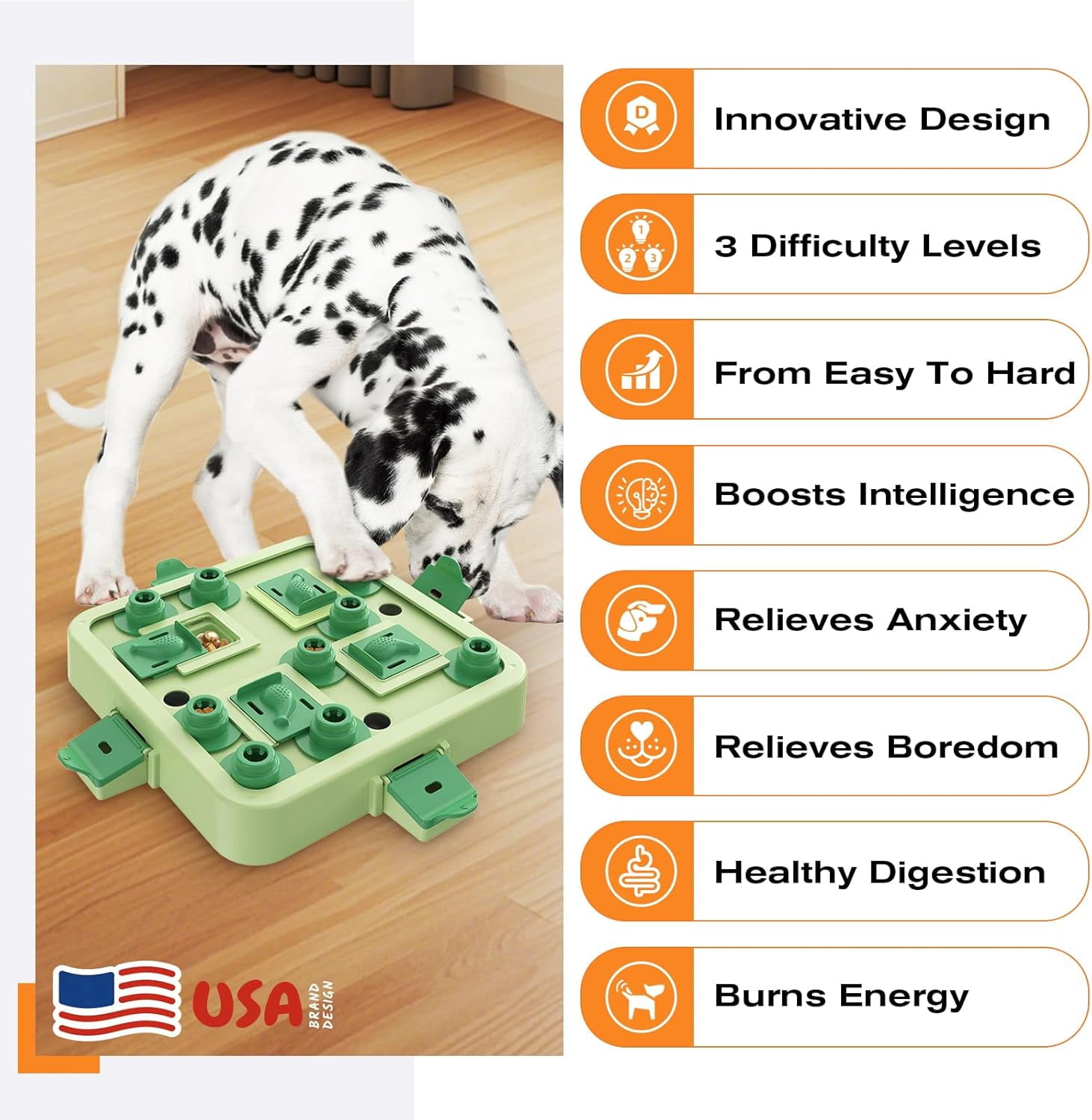 Dog Chess Puzzle Toy, Large Size, U.S. Brand & Design, 3 Levels of Step-by-Step Challenge for Smart Dogs Interactive Boredom Buster Mental Stimulation Enrichment Toys Puppy Treat Brain Puzzles