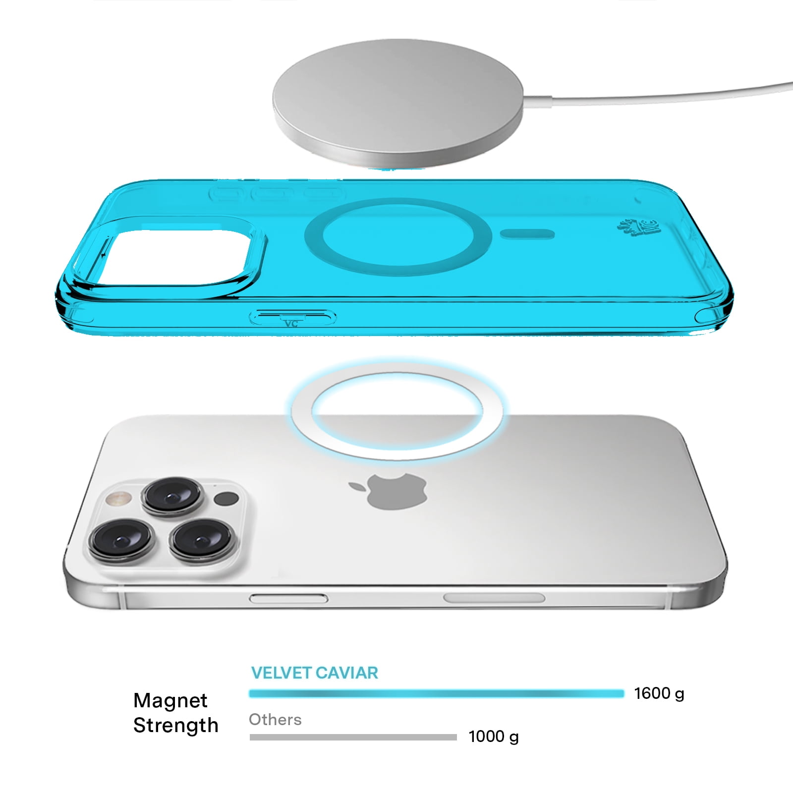 VELVET CAVIAR Neon Blue iPhone 15 Pro Case - Compatible with MagSafe - Clear Protective Phone Cases
