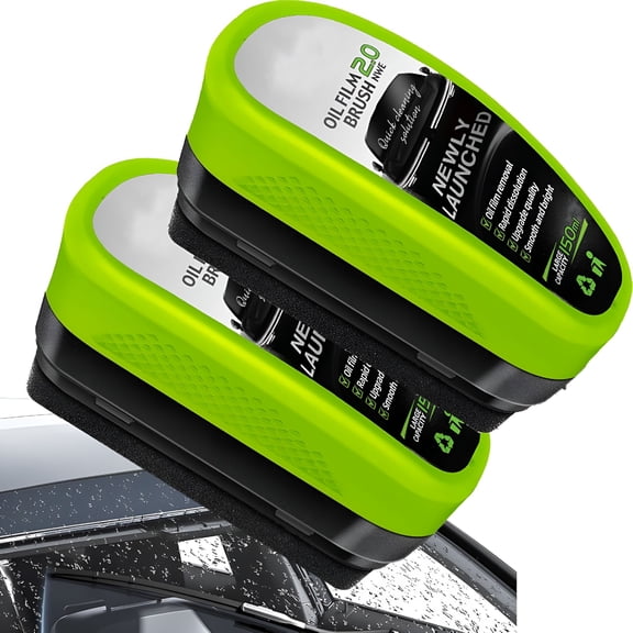 RAGUPEL Green Oil Film Wipe,Automotive Oil Film Cleaning Brush,Glass Cleaning Board Oil Film Remover for Car Window,Powerful Oil Film Remover & Crystal Coating (2Pcs)