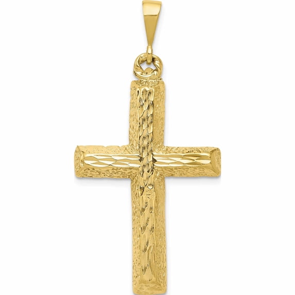 10K Yellow Gold Diamond-Cut Cross Pendant (45 X 21) Made In United States 10c304