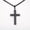 Black, variant on Mens Cross Pendant Necklace 3mm Cuban Chain 18-24inch