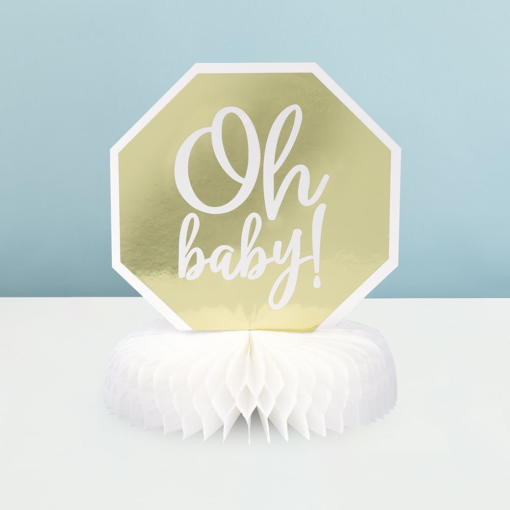 Mini Gold "Oh Baby" Baby Shower Centerpiece, 8.25in