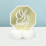 Way to Celebrate! Mini Gold "Oh Baby" Baby Shower Centerpiece, 8.25in