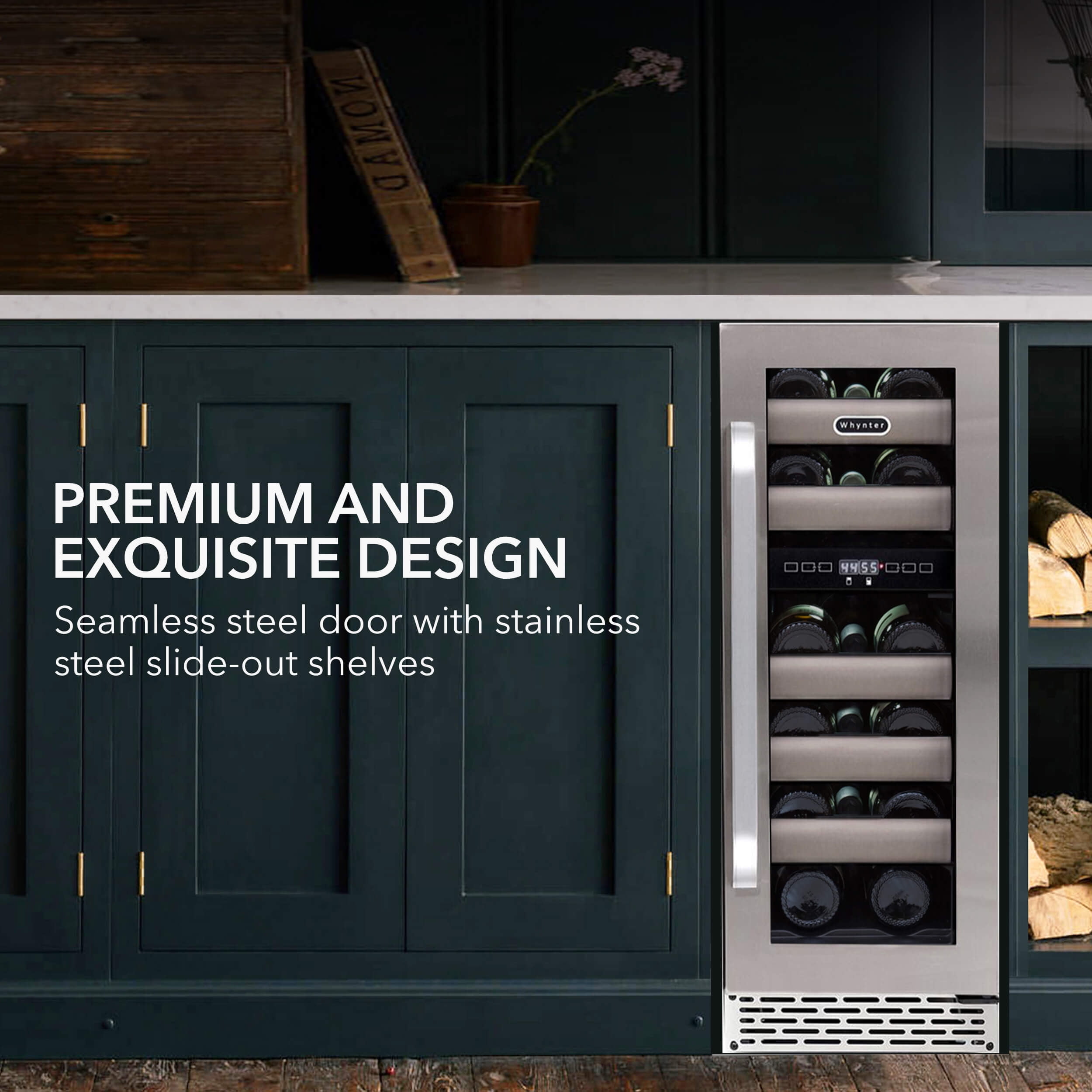 Whynter BWR-171DS Elite 12" 17 Bottle Seamless Stainless Steel Door Dual Zone Built-in Wine Refrigerator