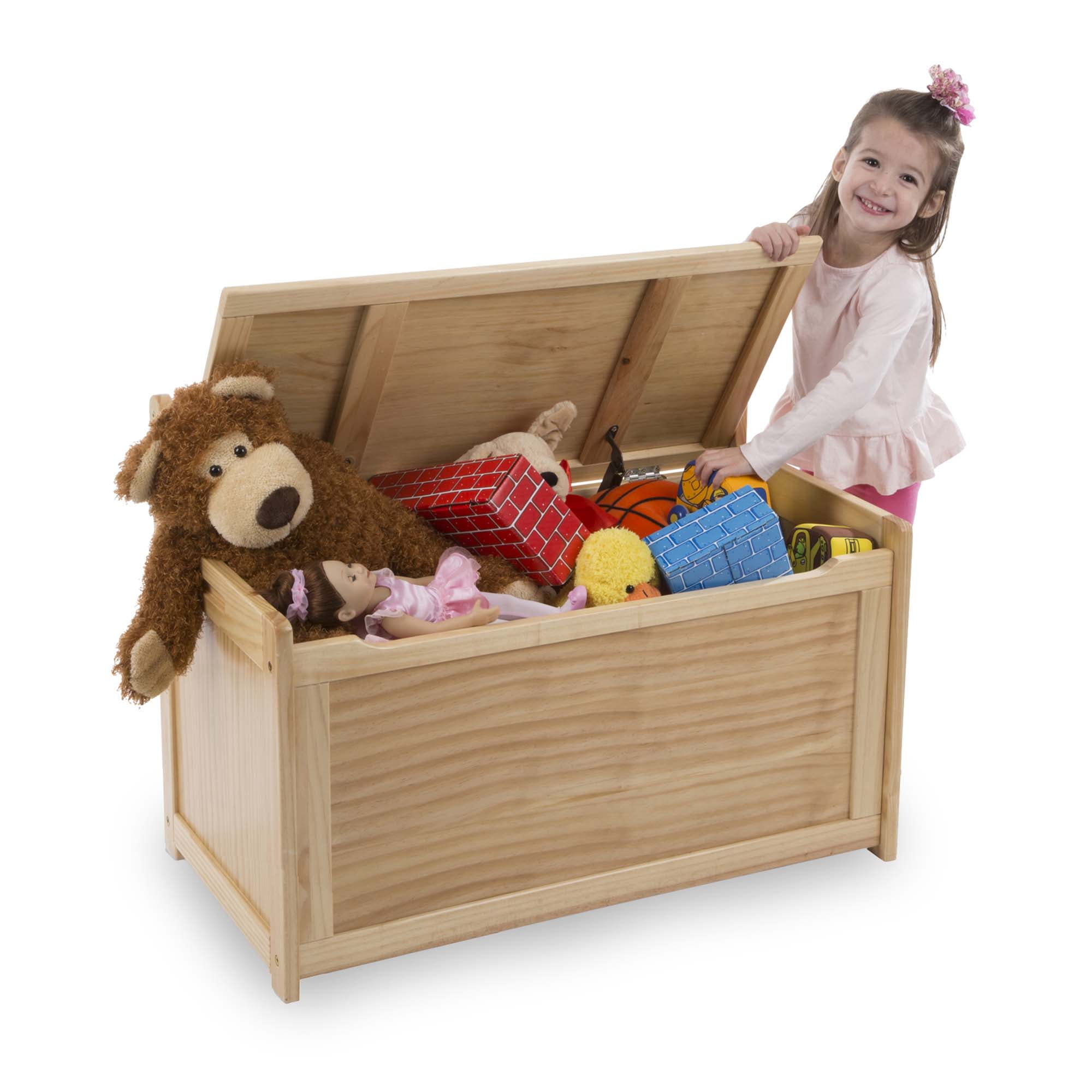 Melissa & Doug Wooden Toy Chest, Toy Storage Box (Blonde) with Hinged-Lid, Playroom Furniture for Kids Ages 3+ [Wood]