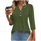 thumbnail image 4 of Tops de Color Sólido para las Mujeres Casual Tres Cuartos de Manga Cuello en V Suelta Camiseta Top Blusas para Uso Diario Y de Fiesta, 4 of 5
