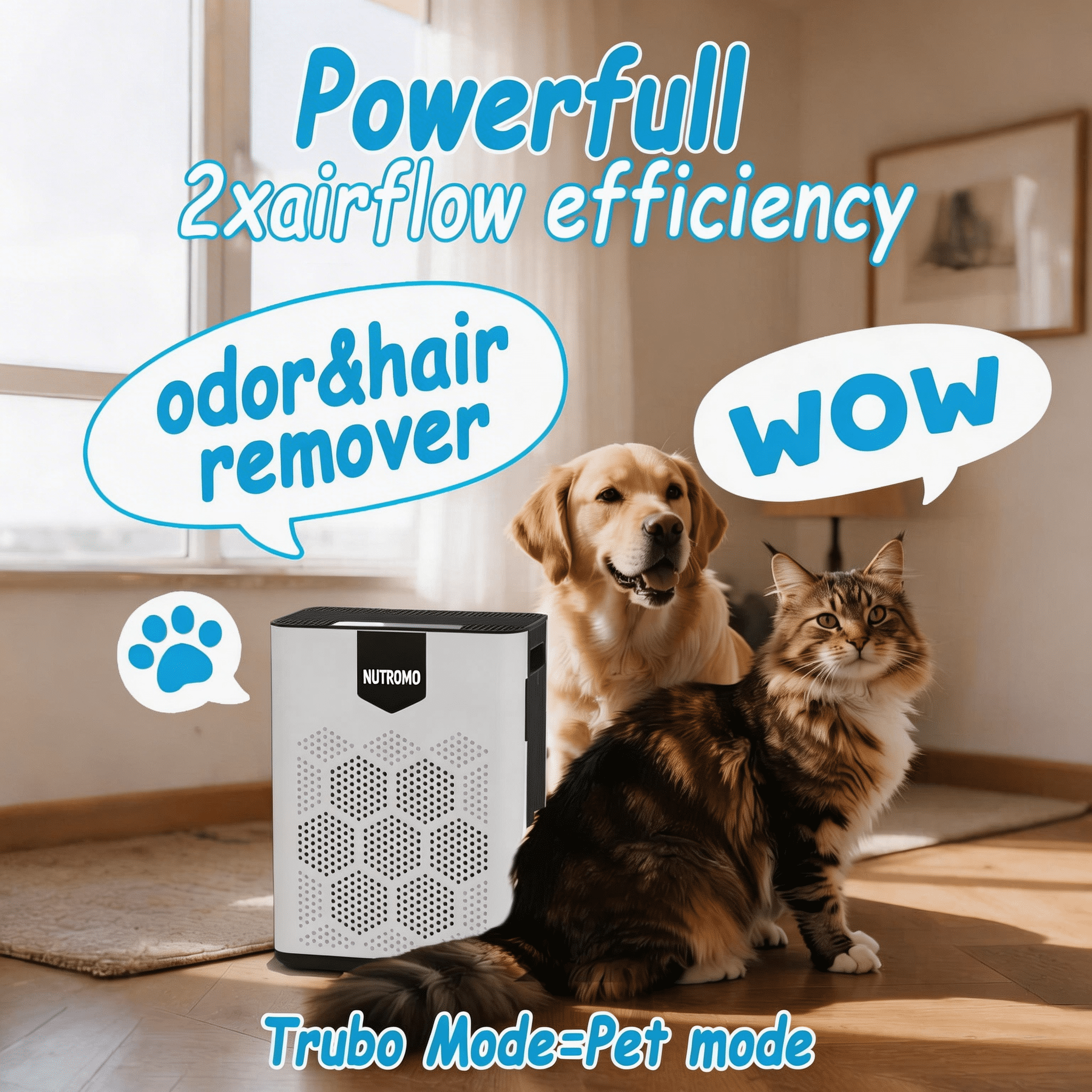 NUTROMO WiFi Smart Air Purifier for Home Large Rooms up to 3000 Sq.Ft., H14 True HEPA, 2 Washable Filters, PM2.5 Display, Alexa & Google Compatible, Removes Allergies, Smoke, Dust & Pet Hair