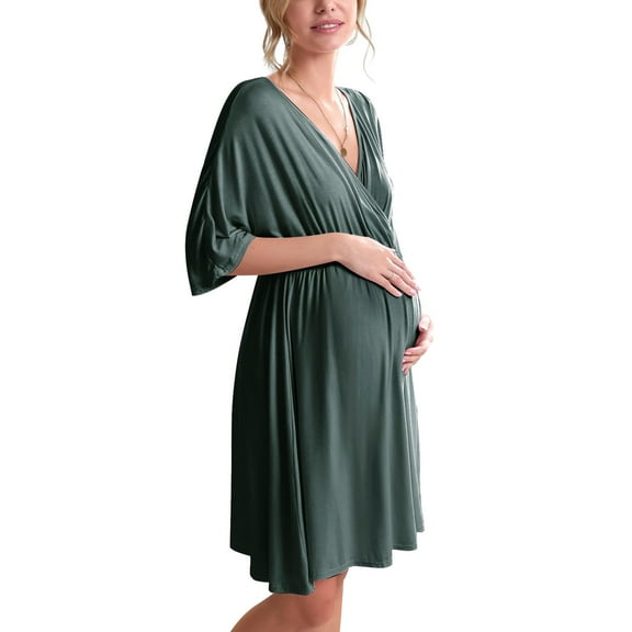 Ekouaer 3 in 1 Labor/Delivery/Hospital Gown Maternity Dress Nursing Nightgown Sleepwear for Breastfeeding