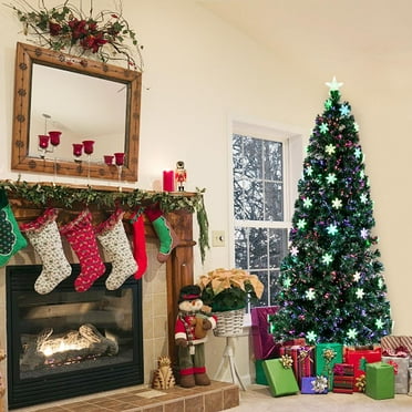 Ktaxon 7ft Pre-lit Fiber Optic Artificial Pvc Christmas Tree LED Multicolor with 290 LED Lights and Stand Holiday Lighted