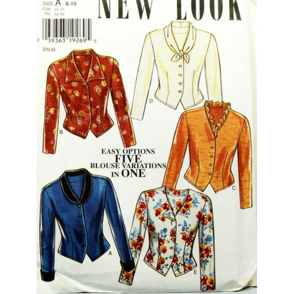 OOP New Look Motif 6555. Blouses/boutons Misses Szs 8;10;12;14;16;18. 5 Variations de Blouse