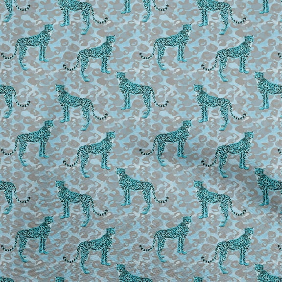 oneOone Polyester Spandex Turquoise Blue Fabric Animal Craft Projects Decor Fabric Printed By The Yard 56 Inch Wide
