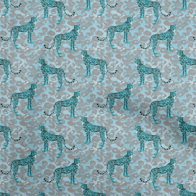 oneOone Cotton Cambric Turquoise Blue Fabric Animal Craft Projects Decor Fabric Printed By The Yard 56 Inch Wide