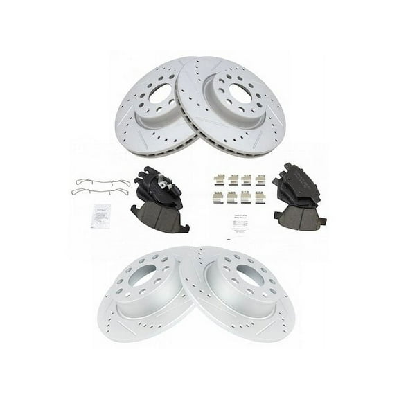 Front and Rear Brake Pad and Rotor Kit - Compatible with 2012 - 2015 Volkswagen Passat 2013 2014