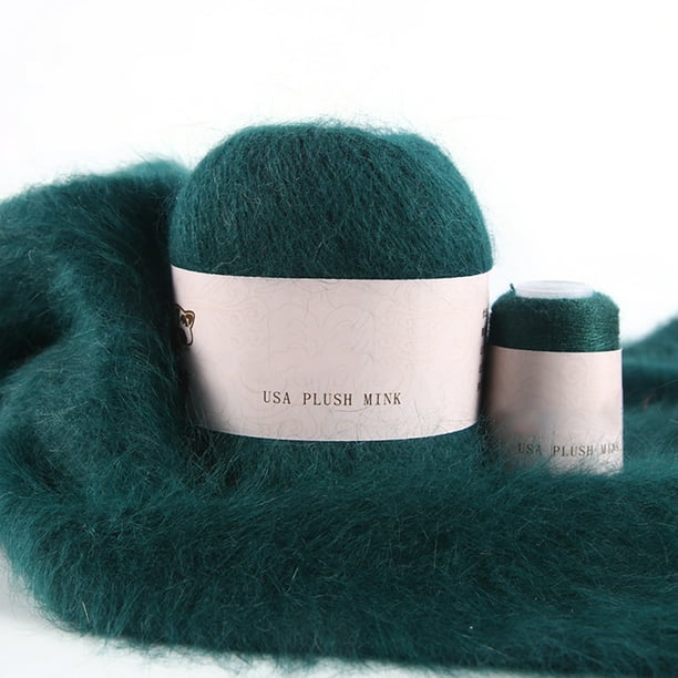 Juego de ovillos de hilo de 50g y 20g, bufanda de invierno de 2 hebras, Kit de hilo de ganchillo tejido a mano suave, suministros para tejer gorro, accesorio de costura, verde negruzco Inevent HA010946-05