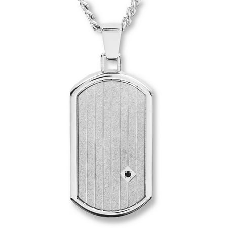 Crucible Stainless Steel Sandblasted Center with CZ Dog Tag Pendant