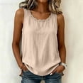 thumbnail image 2 of Pafei Tyugd Womens Linen Tank Tops Plus Size Dressy Lace Crew Neck Summer Tshirts Loose Fit Comfy Sleeveless Shirts for Daily Wear Beige XL, 2 of 8
