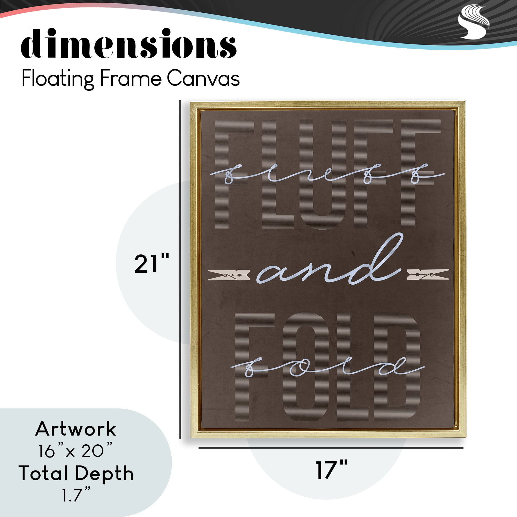 Fluff And Fold Brown Minimal Gold Framed Floater Canvas Wall Art, design by Marcus Prime
