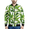 thumbnail image 2 of Chaqueta bomber con estampado de hojas de plátano tropical para hombre, sudadera de manga larga en 3D, chaqueta bomber de calle de gran tamaño con cremallera, 2 of 5