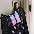 thumbnail image 5 of Kpop Blankets Bangtan - Manta suave para niños, felpa ultra acogedora, cálida, ligera, hipoalergénica, manta negra, regalos Kpop, mercancía Kpop, antipilling, 5 of 5