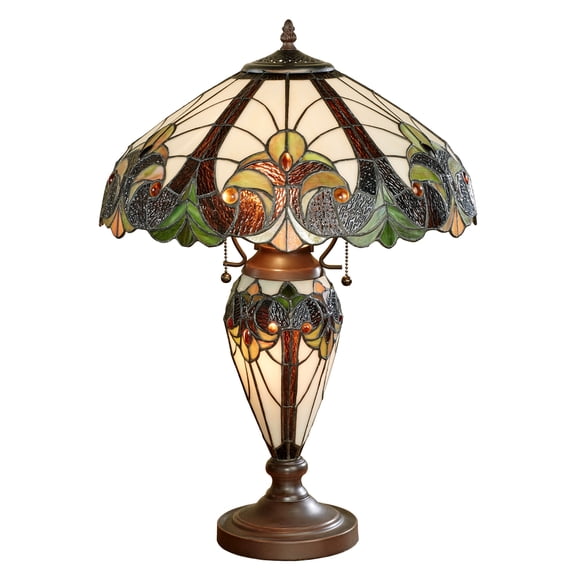 Clavillia Stained Glass Table Lamp Hunter Green 6"dia. x 23"H, including the 1.5"H finial