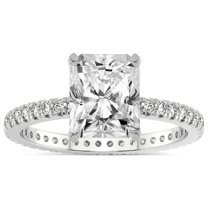5 Carat IGI Certified Radiant Shape Lab Grown Diamond Engagement Ring | 14K White Gold | Claire Full Eternity Diamond Ring | FG-VS1-VS2 Quality Friendly Diamonds