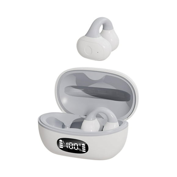 Auriculares abiertos con clip, auriculares deportivos, ligeros, estéreo con cancelación de ruido, auriculares de entrenamiento de conexión suave para Gris