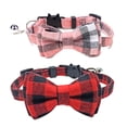 thumbnail image 1 of Collar de gato a cuadros con cuello de gatito de 2 piezas con collar de gato con lazo desmontable para gatitos, 1 of 5