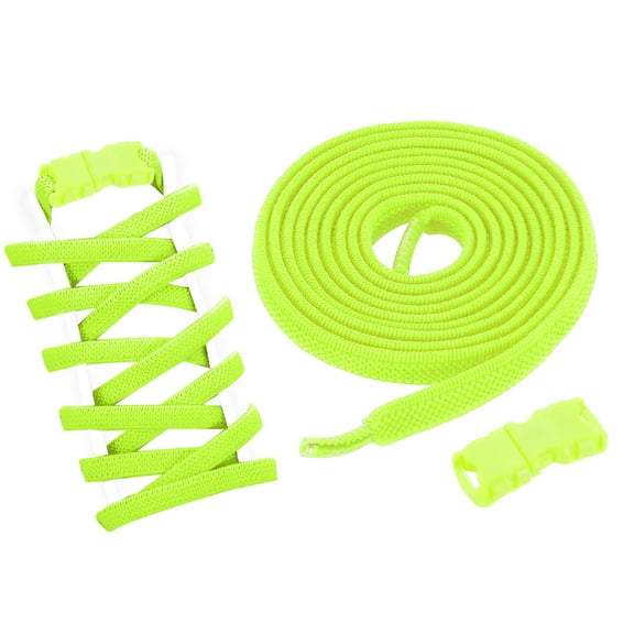 4 Pack Elastic Tieless Shoe Laces No Tie Flat Shoelaces Stretch Shoes Strings for Adults Sneakers, Fluorescent Green