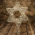 thumbnail image 2 of Star of David Hanukkah Christmas Rattan Tree Topper with Warm White LED String, Wire Weaving, Battery Powered, 7'' Star Tree Topper for Chanukah, Diwali, Birthday, Wedding, Parties & Home, 2 of 6