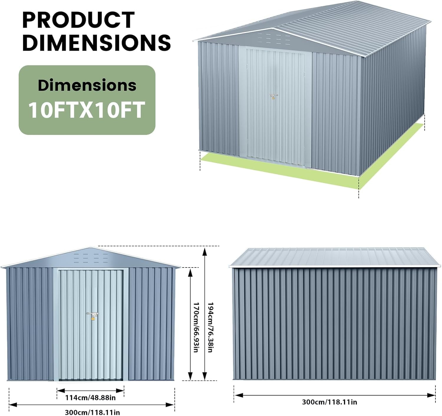 2025 New Outdoor Storage Shed, Large Metal Tool Sheds with Slooping Roof and Vents, Reinforced and Lockable Doors Frame Metal Storage Shed, for Patiofor Backyard,Patio,Garage