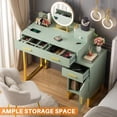 thumbnail image 5 of Vanity Desk With 4 Drawers and Cabinet, Makeup Vanity Table With Charge Station Socket, Small Space Makeup Bedside Cupboard, Gift for Her Choice, Suit for Apartment/Dorm/Bedroom, Cyan, 5 of 7