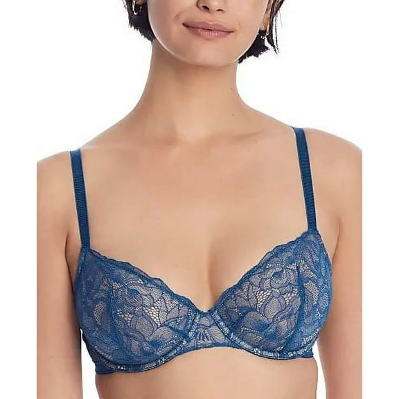 NEARLYNUDE Peacock The Poppy Lace Demi Underwire Bra, US 34DDD, UK 34E, NWOT