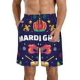 thumbnail image 2 of Uemuo Happy Mardi Gras Pattern Men's Swim Trunks Hawaiian Beach Bathing Suit Swimsuits Beach Quick-Dry Shorts with Pockets-XX-Large, 2 of 9