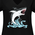 thumbnail image 4 of Inktastic Great White Shark Jumping Women's Plus Size V-Neck T-Shirt, 4 of 5