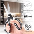 thumbnail image 3 of Food Grade Kitchen Scissors 2 Pack - Heavy Duty Stainless Steel Cooking Shears for Cutting Meat, Food, Fish, Poultry, Multipurpose Sharp Sissors for Dishwasher Safe, Black & White, 3 of 8