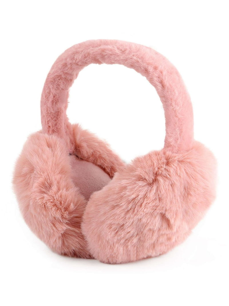Winter Faux Fur Foldable Earmuffs - Soft Ear Warmers for Women & Girls Fuzzy Gray Earmuffs, Faux Fur Silver Ear Warmers, Stylish  main image 2