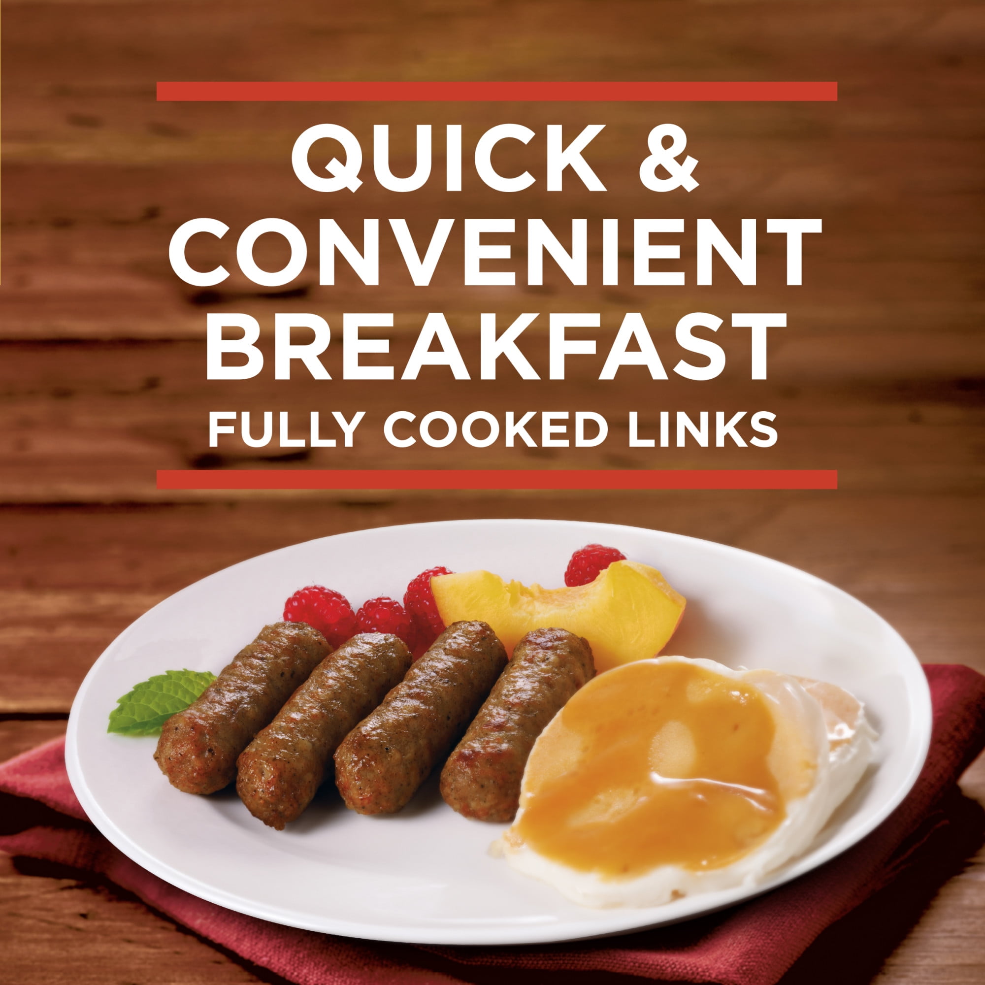 Banquet Brown 'N Serve Turkey Sausage Links, 8g Protein per Serving, Frozen Breakfast Sausage, 6.4 oz.