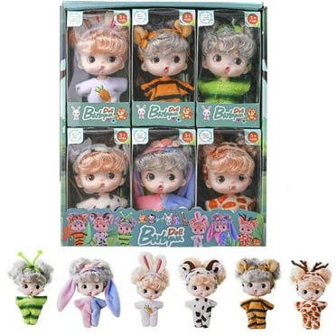 6 Pcs Mini Baby Dolls 11cm Lifelike Realistic Baby Toy Dolls Tiny with Animal Clothes Cute Small Baby Doll for Kids Girls Boys Toddlers Christmas Gifts