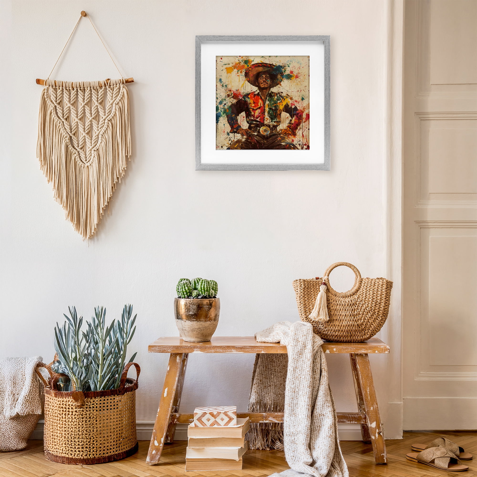 Stupell Industries El Mexicano with Paint Splatters Gray Framed Print Under Glass, design by Marta Wiley