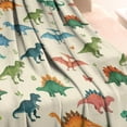thumbnail image 3 of Beige Colorful Dinosaurs Pattern Blanket,Comfortable Soft Flannel Throw Blanket,All Season,Warm Lightweight Blankets for Sofa Bed Couch Living Room Chair,30"x40", 3 of 4