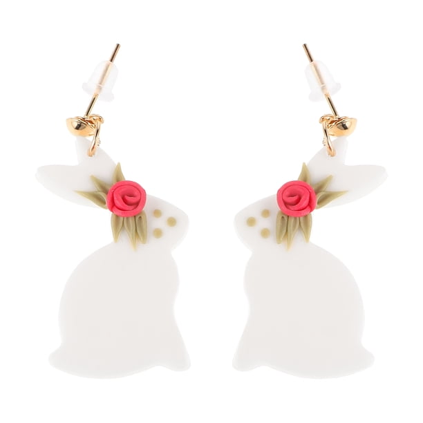 Lindos pendientes de conejito de Pascua de arcilla polimérica Lindos pendientes de conejo para celebraciones festivas