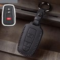 thumbnail image 3 of Key Fob Cover Compatible with Toyota Camry RAV4 Highlander Hatchback Corolla Avalon C-HR Prado Prius GT86 4Runner 2019-2024 3 Button Keychain Case Holder Protector,3 Buttons B Black, 3 of 8