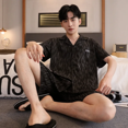 thumbnail image 1 of Cárdigan de algodón ajustado para hombre, ropa de dormir de verano para el hogar, ropa interior de manga corta para hombres jóvenes 5XL, 1 of 5