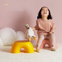 Masteelf 1Pc Annular Small Stool Simple Anti-slip Low Stool Shoes Wearing Stool Comfortable Stool for Home Office (Yellow)